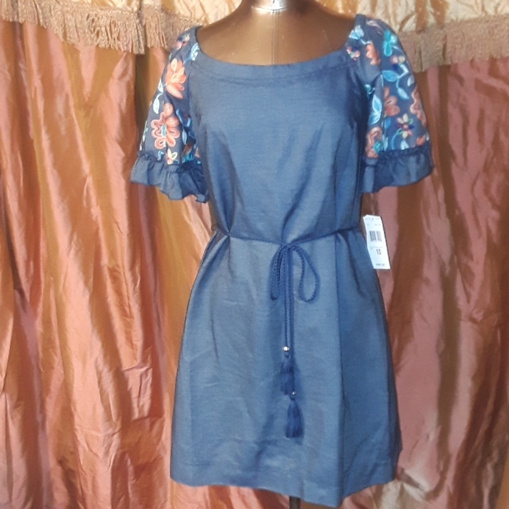 ** Signature by Robbie Bee Denim Dress Embroidery